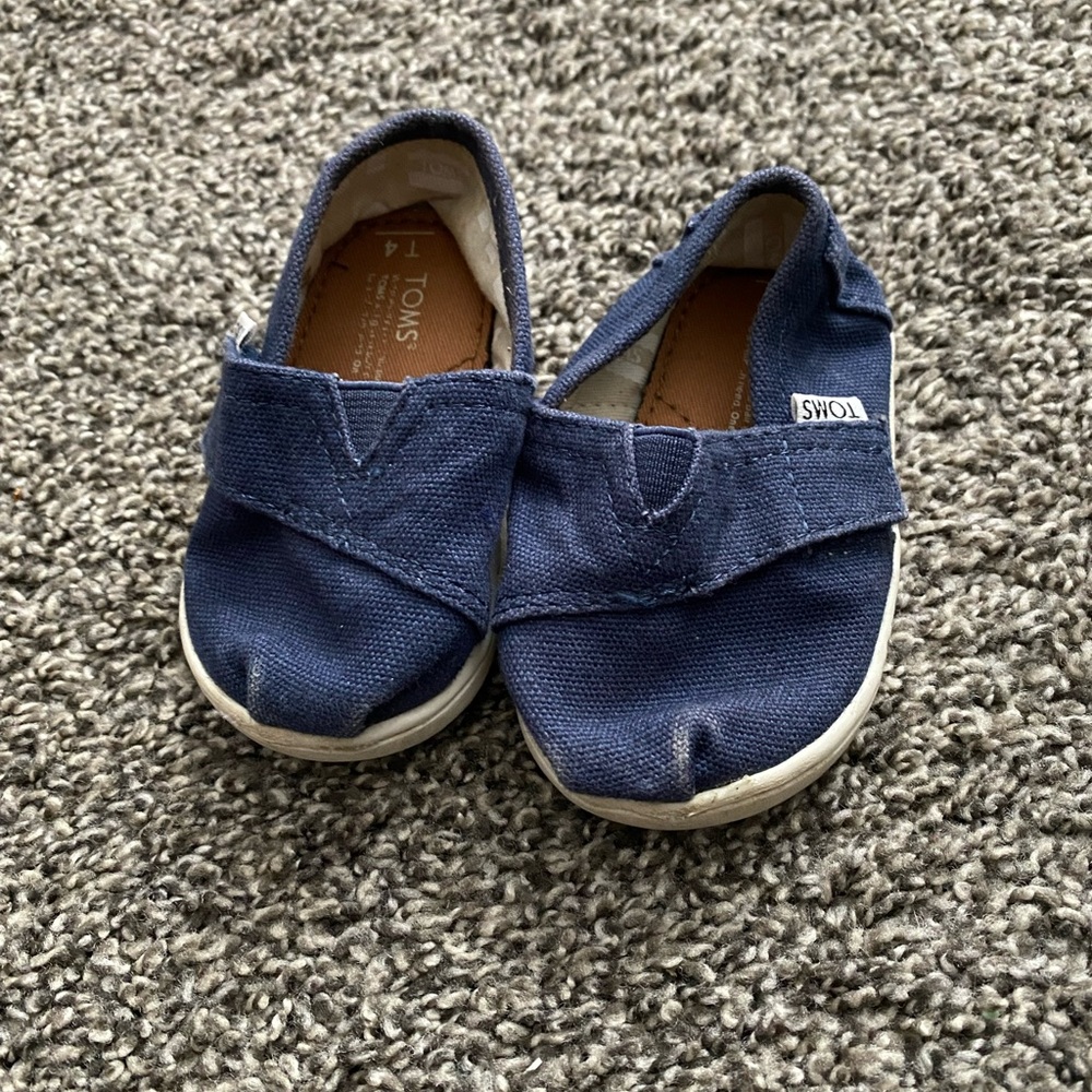 TOMS Kids Navy Moccasins